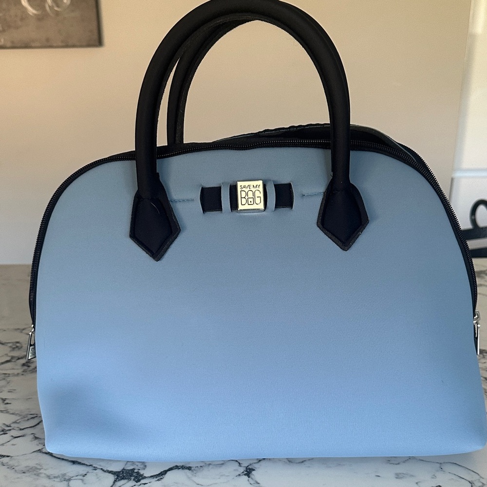 Save My Bag  Light Blue Satchel with Black Details